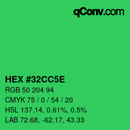 カラーコード: HEX #32CC5E | qconv.com