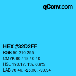 Color code: HEX #32D2FF | qconv.com