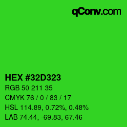 Color code: HEX #32D323 | qconv.com