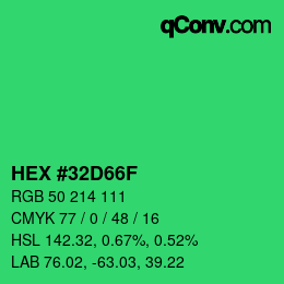 Color code: HEX #32D66F | qconv.com