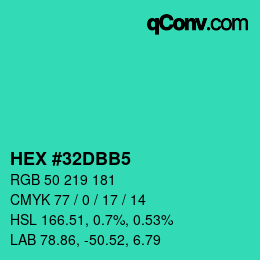 カラーコード: HEX #32DBB5 | qconv.com
