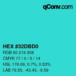 カラーコード: HEX #32DBD0 | qconv.com