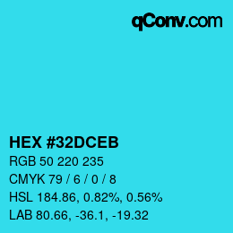 Código de color: HEX #32DCEB | qconv.com