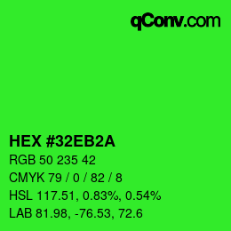 Color code: HEX #32EB2A | qconv.com