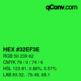 Color code: HEX #32EF3E | qconv.com