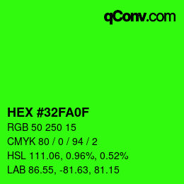 Color code: HEX #32FA0F | qconv.com