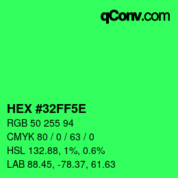 Código de color: HEX #32FF5E | qconv.com