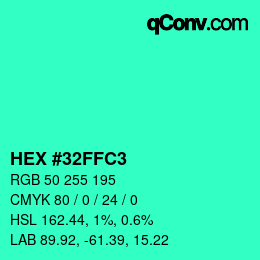 Color code: HEX #32FFC3 | qconv.com