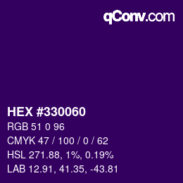 カラーコード: HEX #330060 | qconv.com