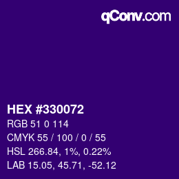 颜色代码: HEX #330072 | qconv.com