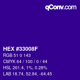 Color code: HEX #33008F | qconv.com
