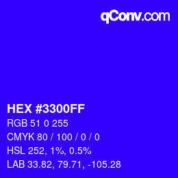 Color code: HEX #3300FF | qconv.com