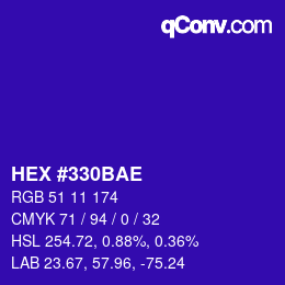 颜色代码: HEX #330BAE | qconv.com