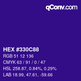 Color code: HEX #330C88 | qconv.com