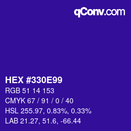 Color code: HEX #330E99 | qconv.com