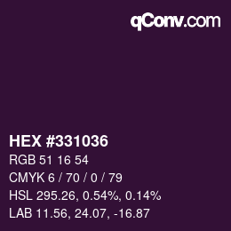 カラーコード: HEX #331036 | qconv.com