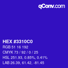 Color code: HEX #3310C0 | qconv.com