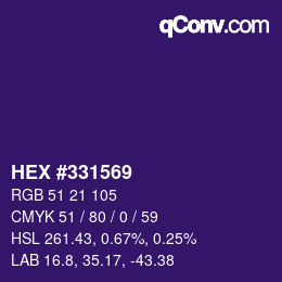 カラーコード: HEX #331569 | qconv.com