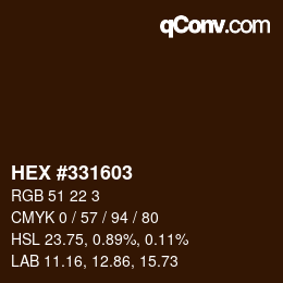 Color code: HEX #331603 | qconv.com