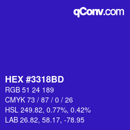 Color code: HEX #3318BD | qconv.com