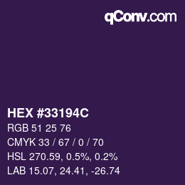 カラーコード: HEX #33194C | qconv.com