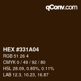 カラーコード: HEX #331A04 | qconv.com