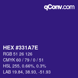 Color code: HEX #331A7E | qconv.com