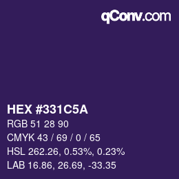 Color code: HEX #331C5A | qconv.com