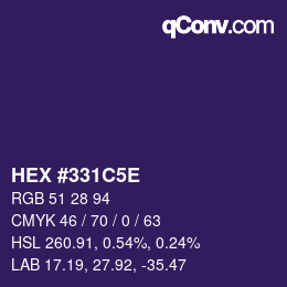 Color code: HEX #331C5E | qconv.com