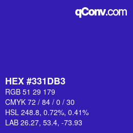 カラーコード: HEX #331DB3 | qconv.com