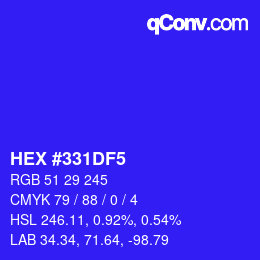Color code: HEX #331DF5 | qconv.com