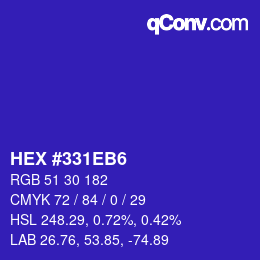 カラーコード: HEX #331EB6 | qconv.com