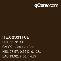 Color code: HEX #331F0E | qconv.com