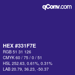 Color code: HEX #331F7E | qconv.com