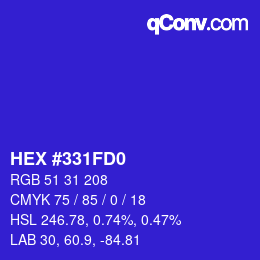 Color code: HEX #331FD0 | qconv.com