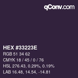 Color code: HEX #33223E | qconv.com