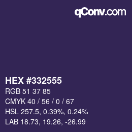 Color code: HEX #332555 | qconv.com