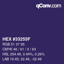 カラーコード: HEX #33255F | qconv.com