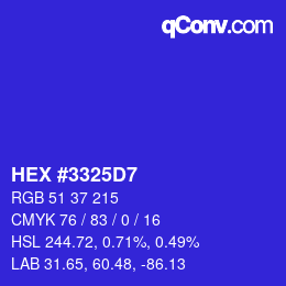 Color code: HEX #3325D7 | qconv.com