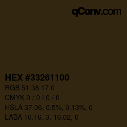 Color code: HEX #33261100 | qconv.com