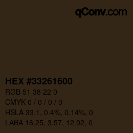Color code: HEX #33261600 | qconv.com