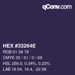 カラーコード: HEX #33264E | qconv.com