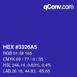 Color code: HEX #3326A5 | qconv.com