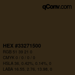 Color code: HEX #33271500 | qconv.com