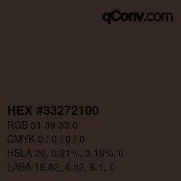 Color code: HEX #33272100 | qconv.com