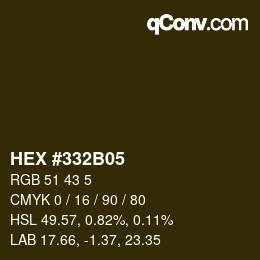 Color code: HEX #332B05 | qconv.com