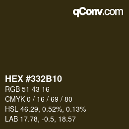 颜色代码: HEX #332B10 | qconv.com