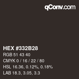 Color code: HEX #332B28 | qconv.com