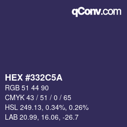 Farbcode: HEX #332C5A | qconv.com