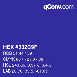 Color code: HEX #332C9F | qconv.com